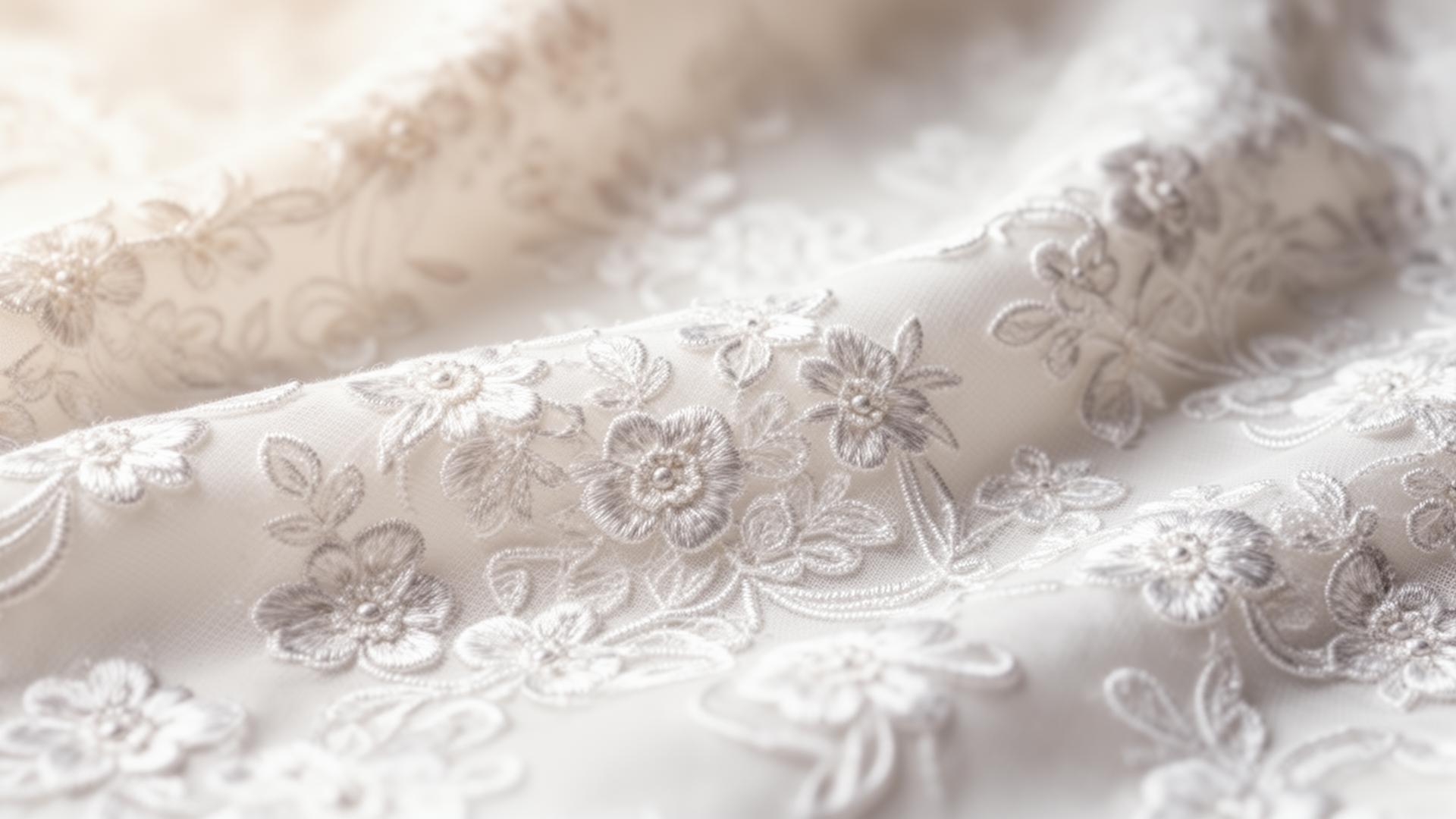 Intricate Swiss Schiffli embroidered lace fabric